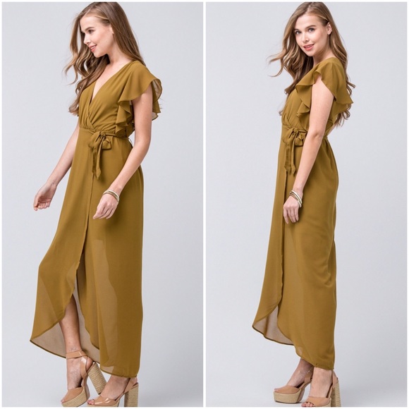 Flutter sleeve wrap midi dress - Picture 3 of 7